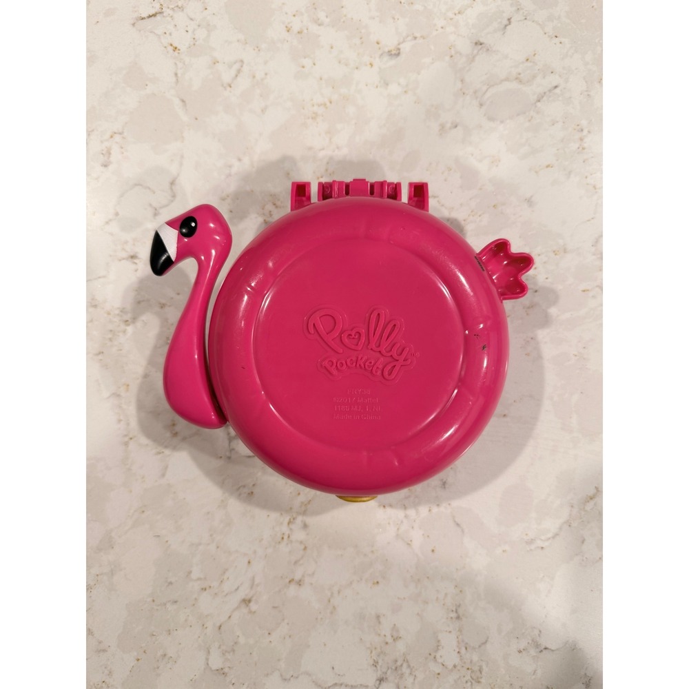 Polly Pocket Flamingo Floatie Compact Tropical Pool Party FRY38 Mattel 2017 Pink